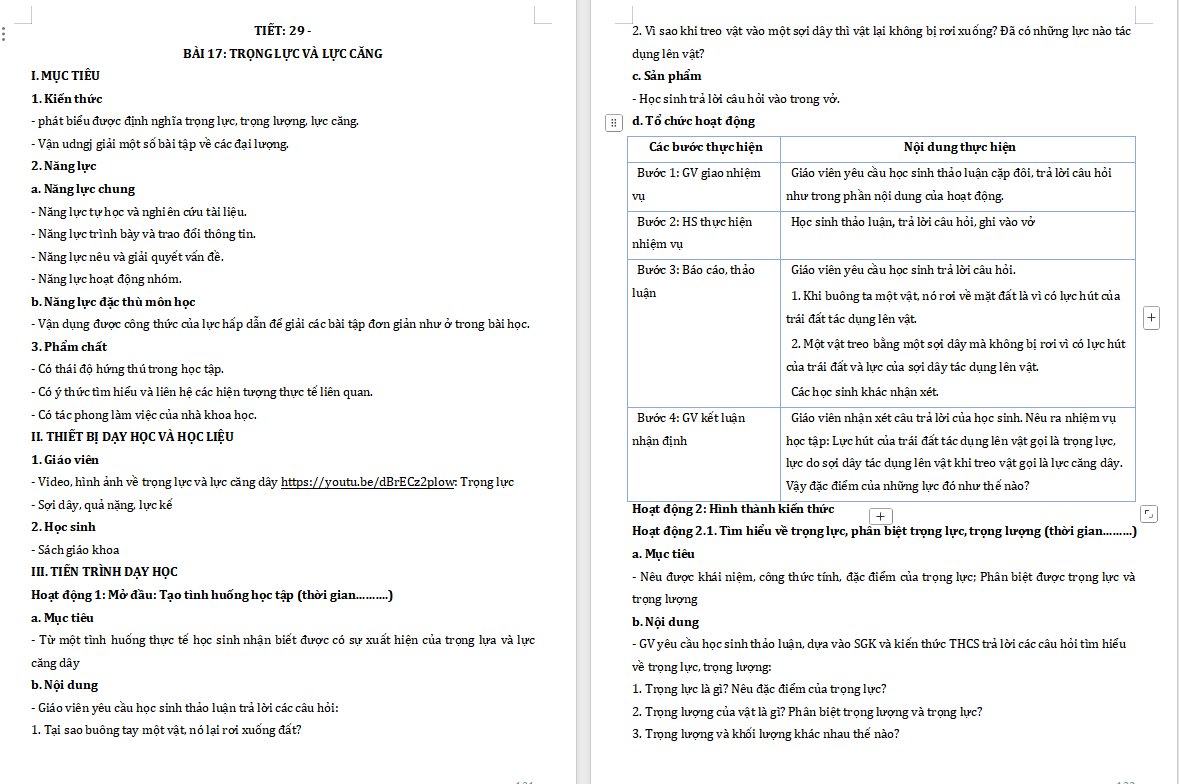  PowerPoint Vật lí 10 Bài 17: Trọng lực và lực căng