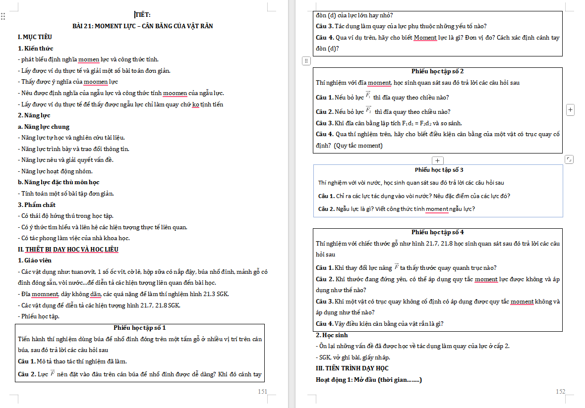  PowerPoint Vật lí 10 Bài 21: Moment lực Cân bằng của vật rắn