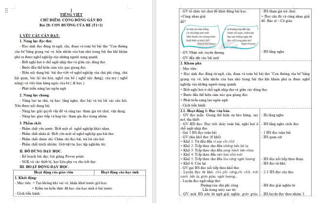 Giáo án Tiếng Việt 3 Bài 28: Con đường của bé