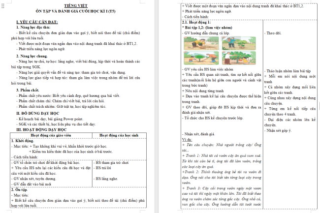 Giáo án Tiếng Việt 3 Ôn tập cuối học kì 1 (Tiết 1, 2)