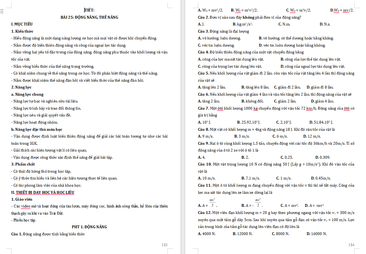 PowerPoint Vật lí 10 Bài 25 Động năng thế năng