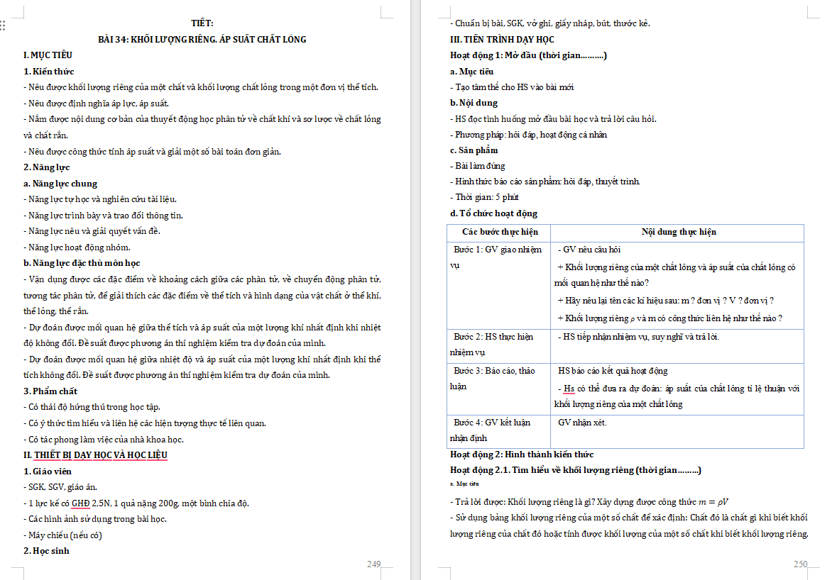 PowerPoint Vật lí 10 Bài 34 Khối lượng riêng Áp suất chất lỏng