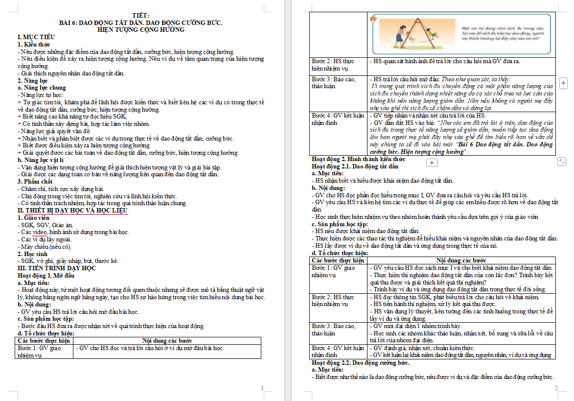 PowerPoint Vật lí 11 Bài 6: Dao động tắt dần Dao động cưỡng bức Hiện tượng cộng hưởng