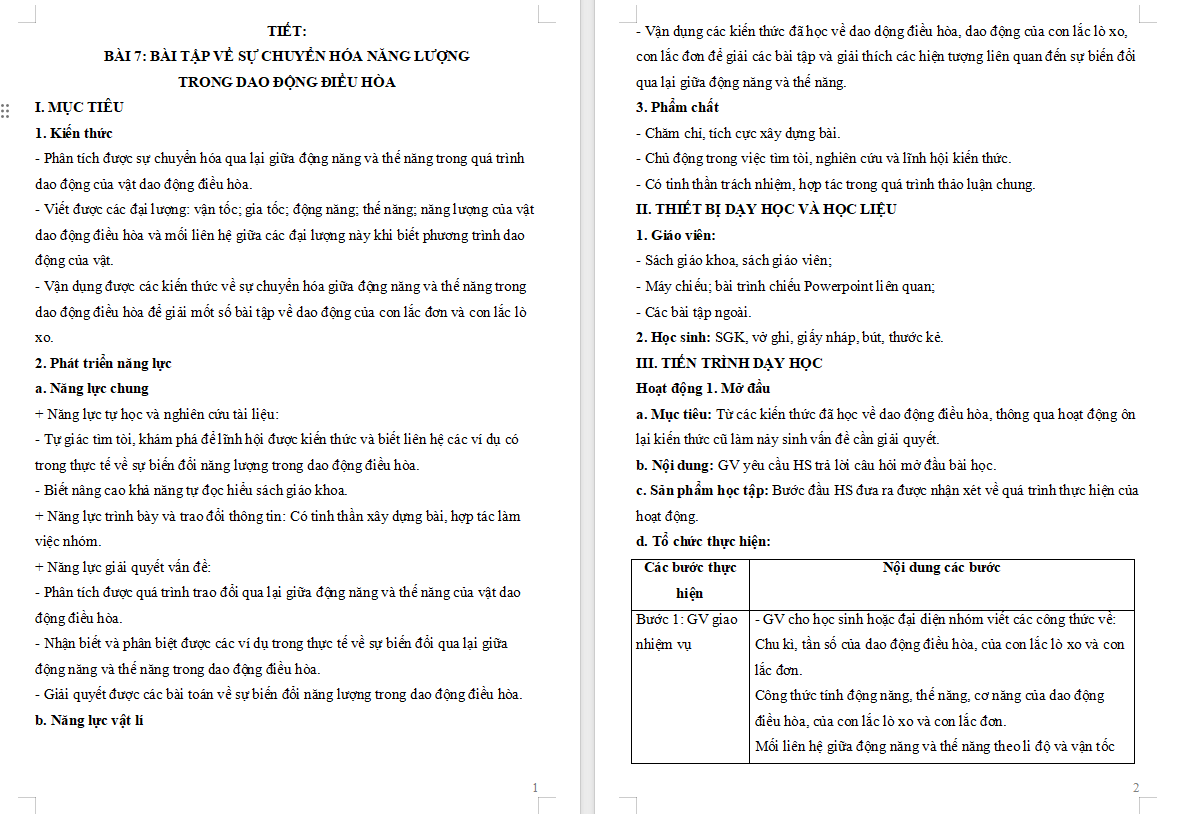 PowerPoint Vật lí 11 Bài 7: Bài tập về sự chuyển hoá năng lượng trong dao động điều hòa