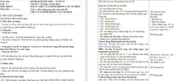 Giáo án Hoạt động trải nghiệm 2 Kết nối tri thức Tuần 15