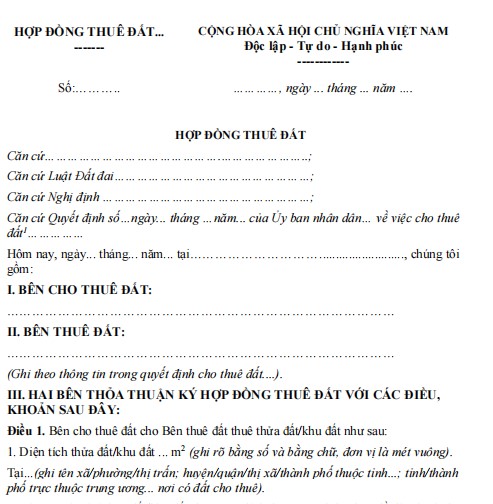 Hợp đồng thuê đất