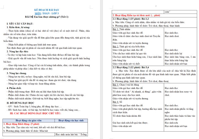 Giáo án Toán 3: Em làm được những gì trang 57