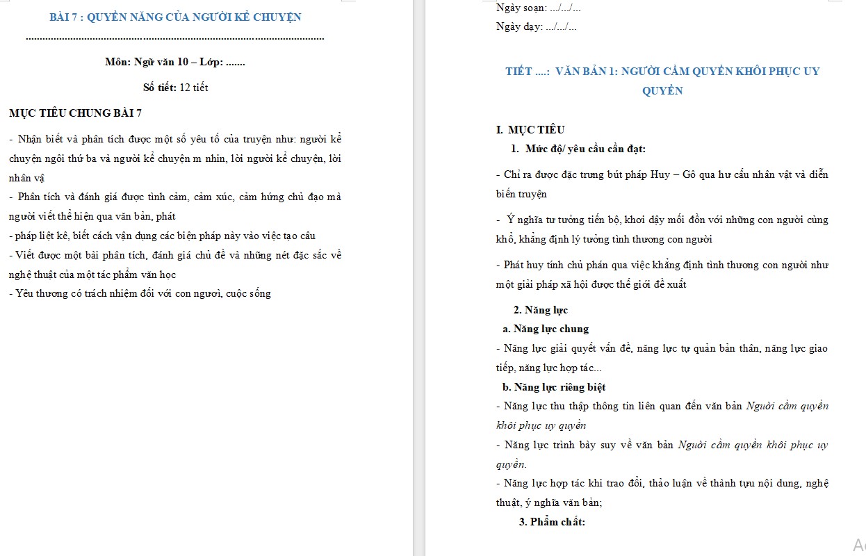 Giáo án Bài Người cầm quyền khôi phục uy quyền Ngữ văn 10 KNTT
