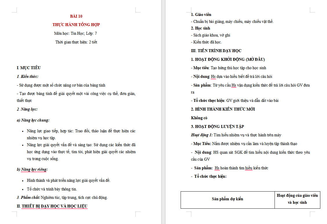 Tin học 7 Bài 10: Thực hành tổng hợp