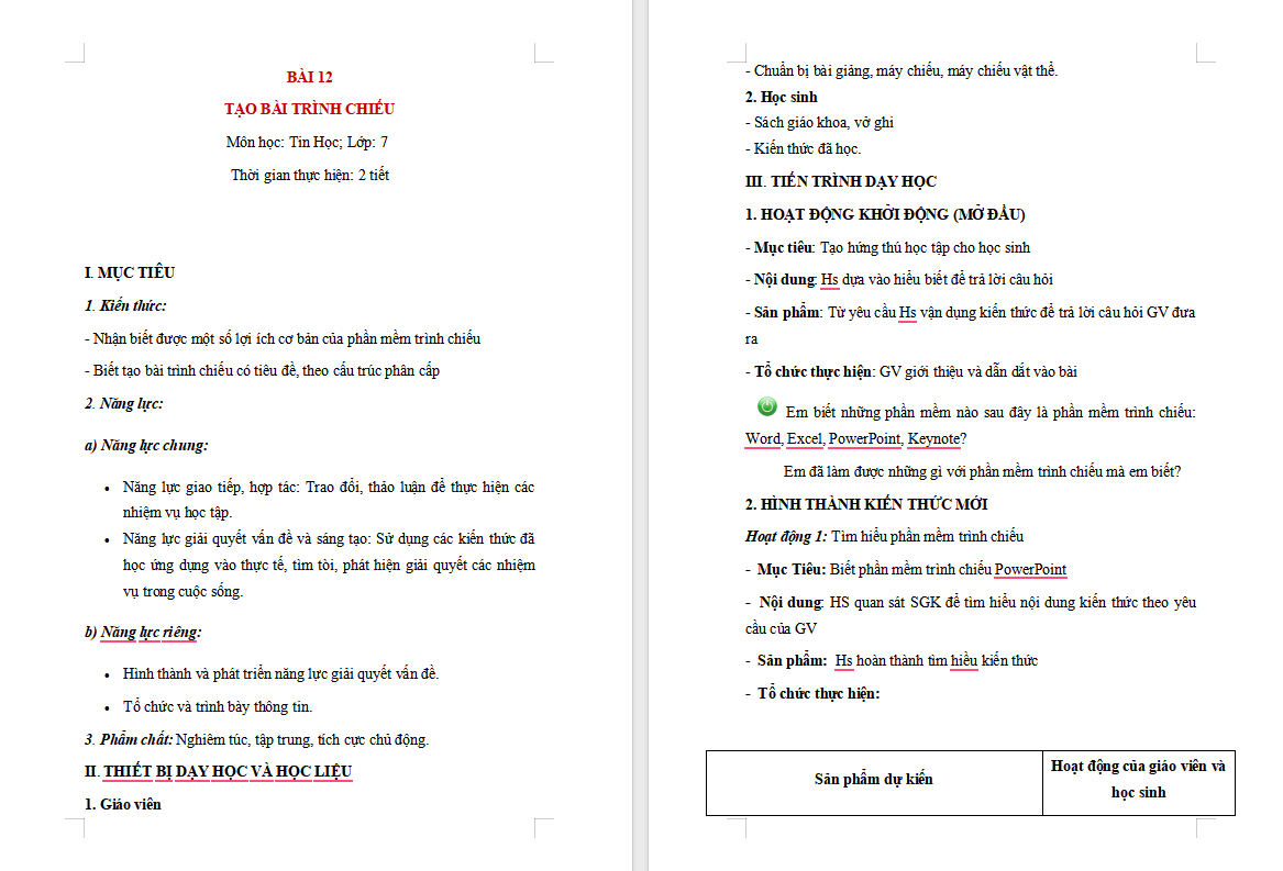 Tin học 7 Bài 12: Tạo bài trình chiếu