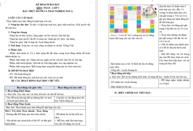 Giáo án Toán 3: Giờ giấc - Thời tiết