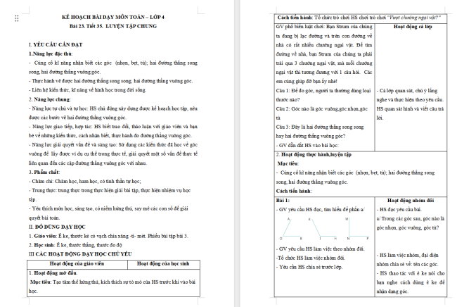 Giáo án Toán 4 Bài 23: Luyện tập chung