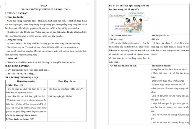Giáo án Toán 4 Bài 24: Em ôn lại những gì đã học