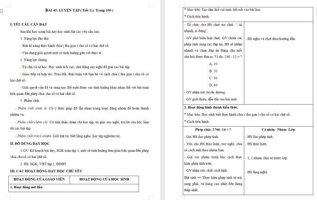 Giáo án Toán 4 Bài 45: Luyện tập