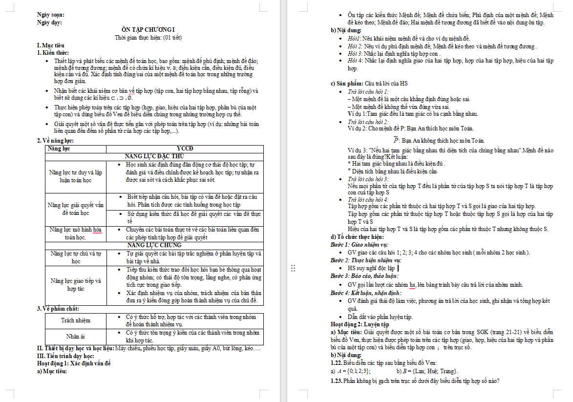 PowerPoint Toán 10 Bài tập cuối chương 1