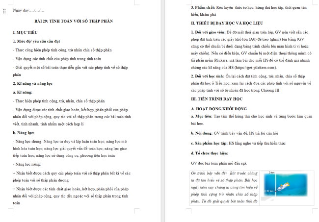 Giáo án Toán 6 Bài 29: Tính toán với số thập phân