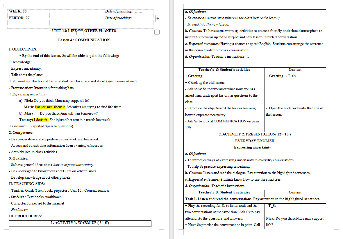 Giáo án PowerPoint Tiếng Anh 8 Unit 12: Communication