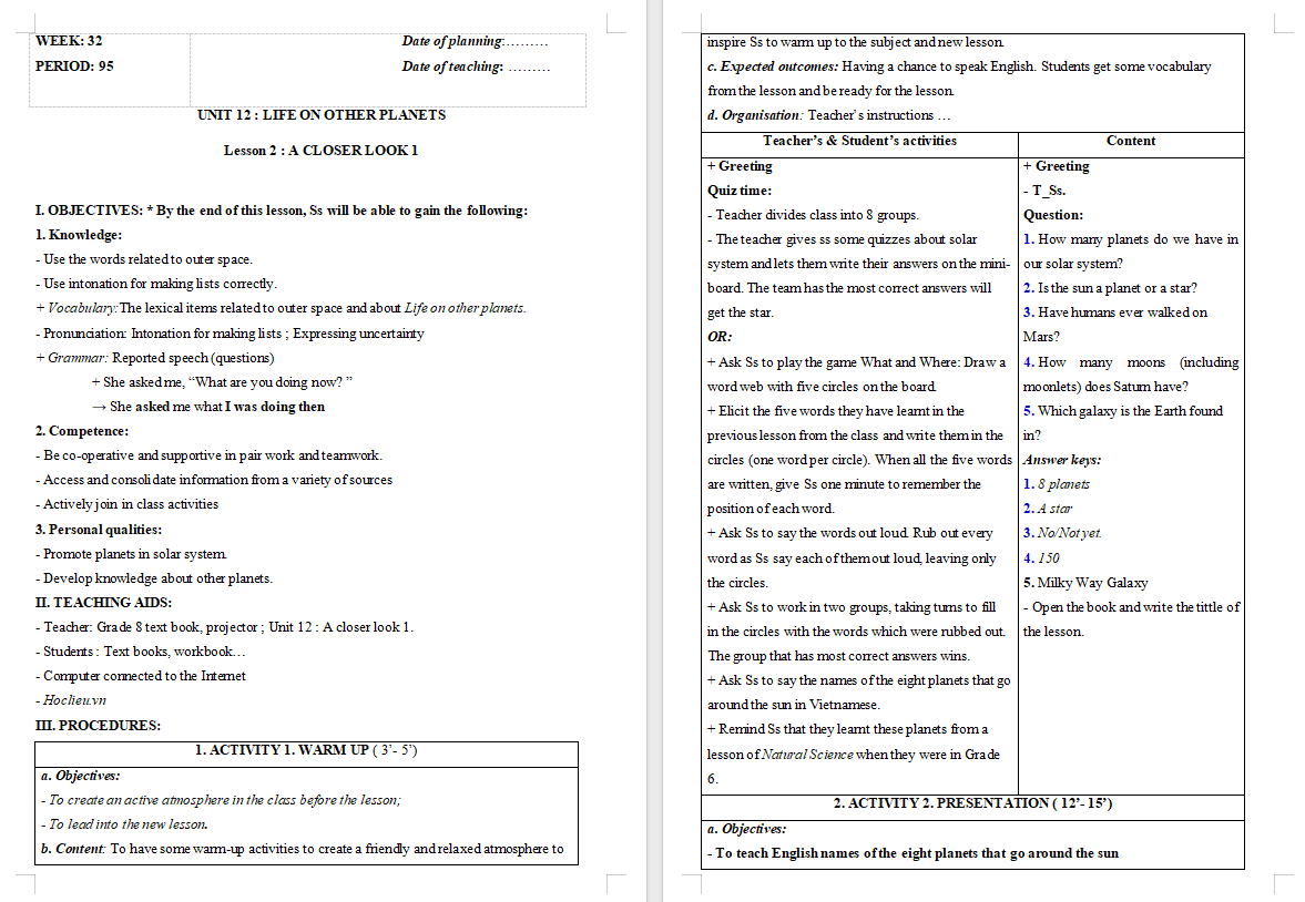 Giáo án PowerPoint Tiếng Anh 8 Unit 12: A Closer Look 1
