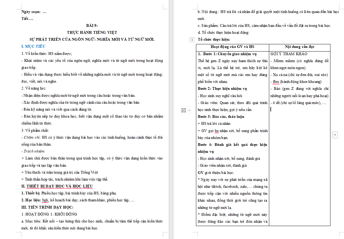 Ngữ văn 9 Bài 9: Thực hành tiếng Việt