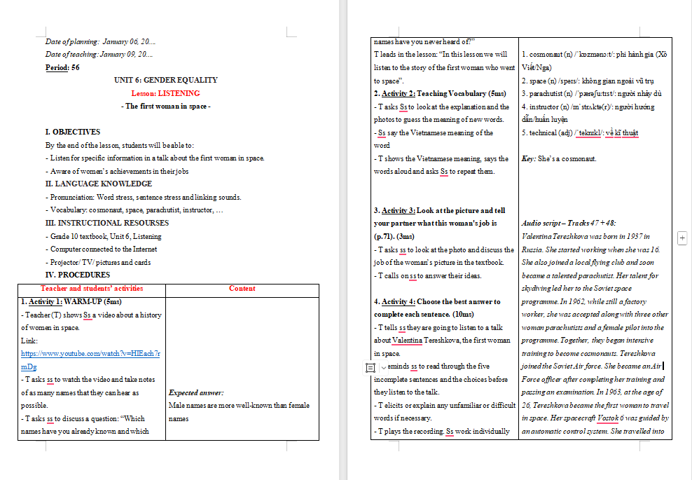 Tiếng Anh 10 Unit 6: Listening
