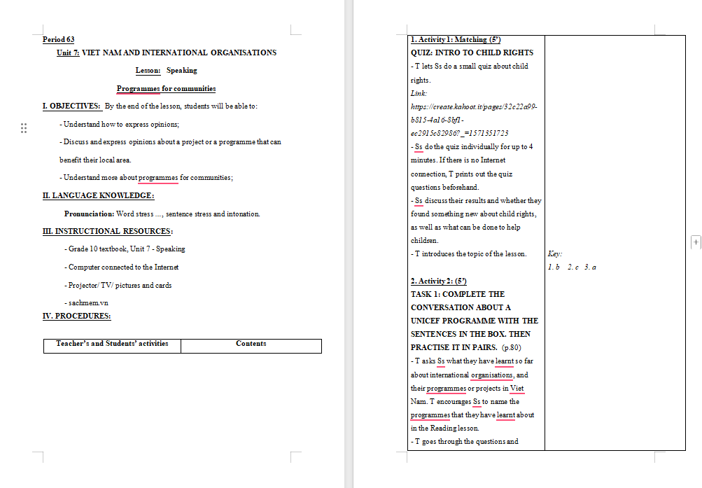 Tiếng Anh 10 Unit 7: Speaking