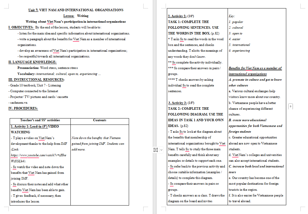 Tiếng Anh 10 Unit 7: Writing