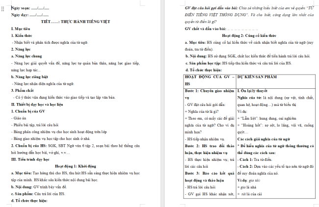 Giáo án Văn 6 Bài 7: Thực hành tiếng Việt (trang 30)