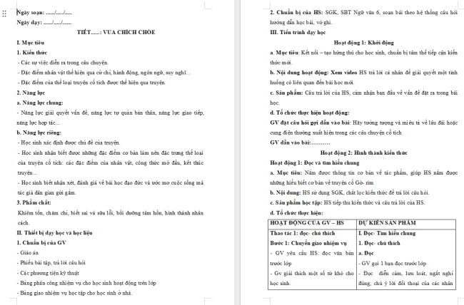 Giáo án Văn 6 Bài 7: Vua chích chòe