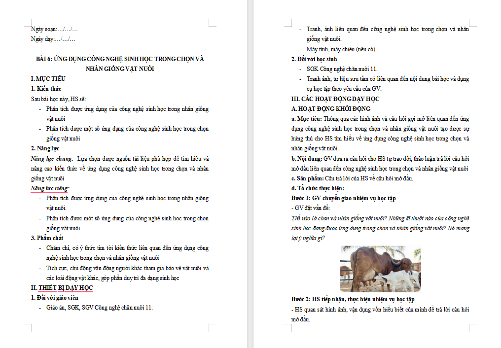 Ứng dụng công nghệ sinh học trong chọn và nhân giống vật nuôi