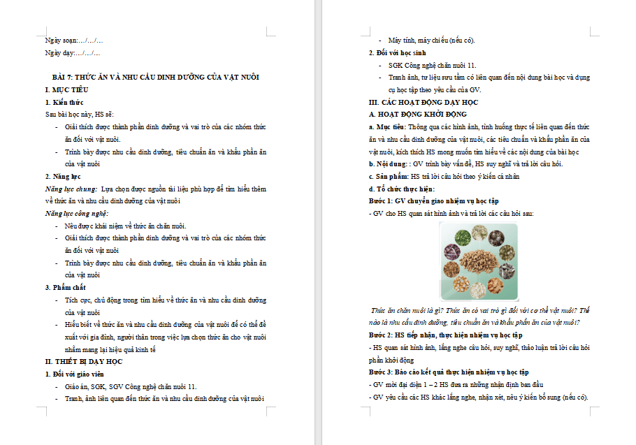 Ứng dụng công nghệ sinh học trong chọn và Thức ăn và nhu cầu dinh dưỡng của vật nuôi