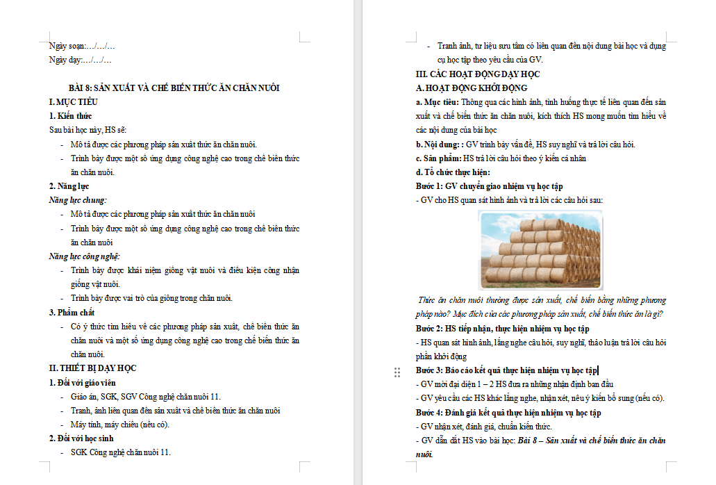 Sản xuất và chế biến thức ăn chăn nuôi