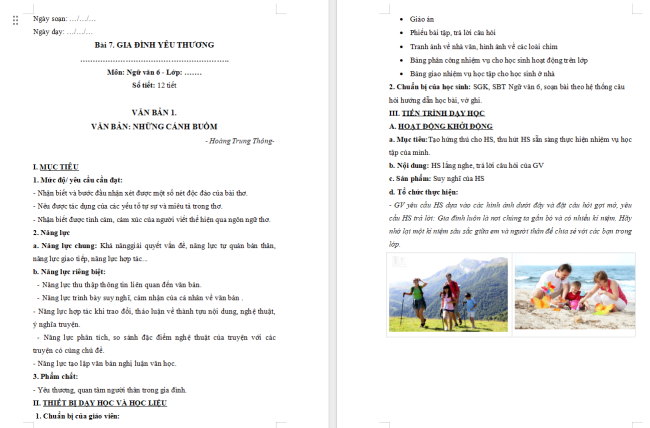 Giáo án Văn 6 Bài 7: Những cánh buồm