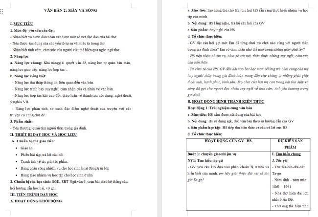 Giáo án Văn 6 Bài 7: Mây và sóng