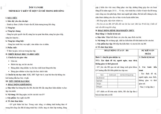 Giáo án Văn 6 Bài 8: Trình bày ý kiến về một vấn đề trong đời sống