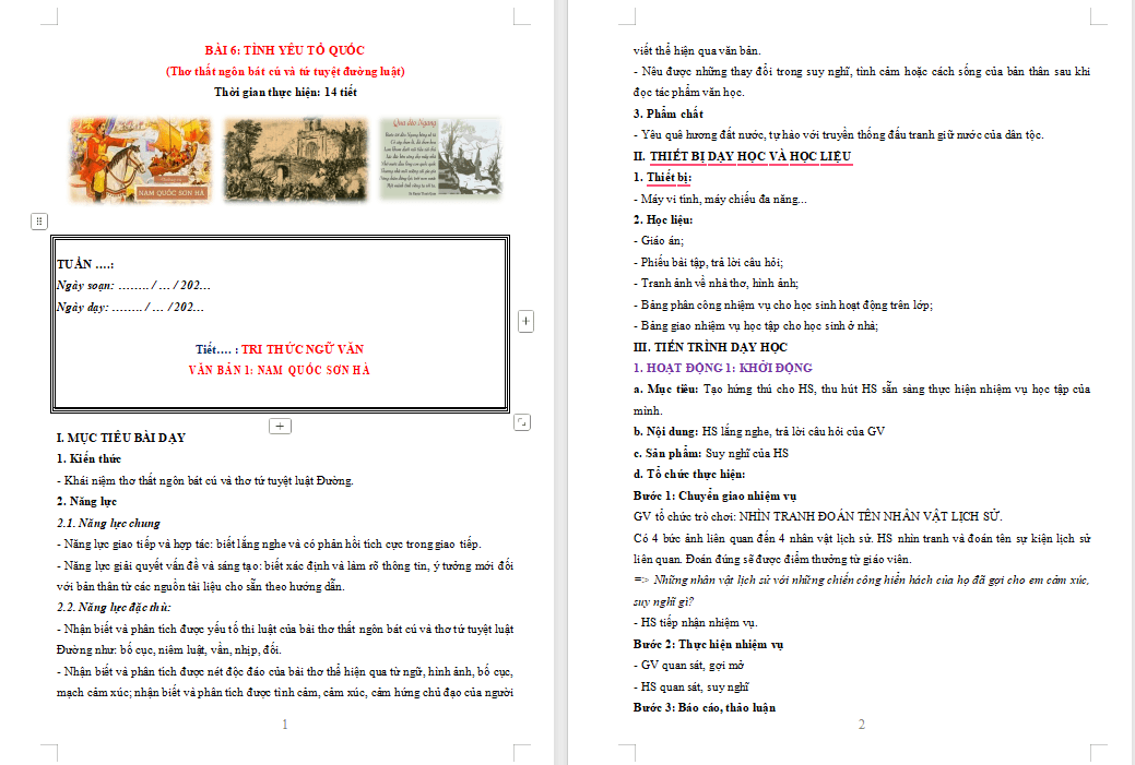  Ngữ văn 8 Bài 6: Nam quốc Sơn Hà