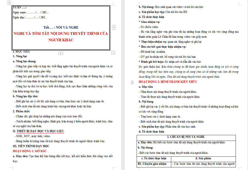  Ngữ văn 8 Bài 6: Nghe và tóm tắt nội dung thuyết trình của người khác