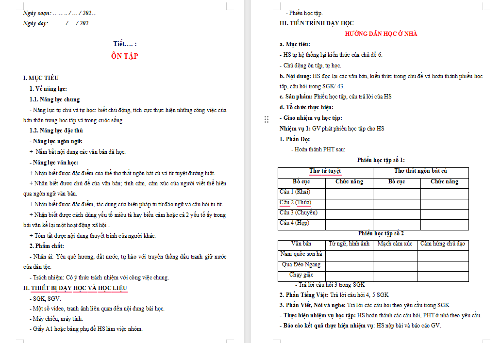  Ngữ văn 8 Bài 6: Ôn tập