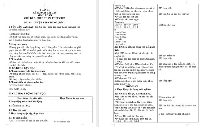 Giáo án Toán 2 Luyện tập chung trang 26