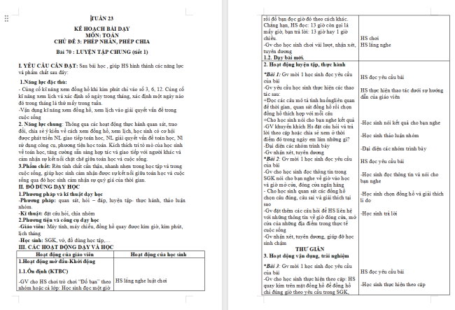 Giáo án Toán 2 Luyện tập chung trang 38
