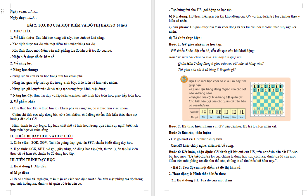 PowerPoint Toán 8 Bài 2 Tọa độ của một điểm và đồ thị của hàm số