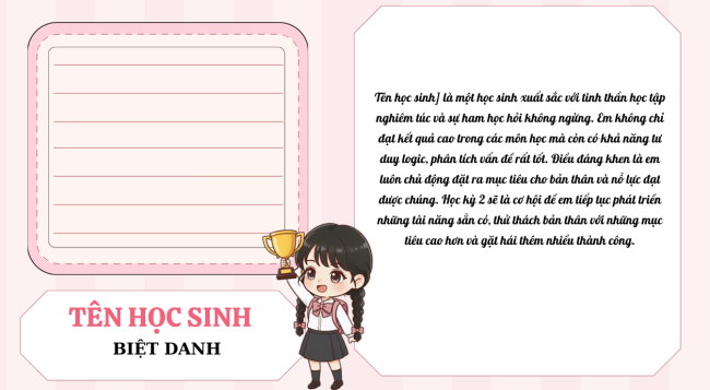 PowerPoint nhận xét học sinh học kì 1