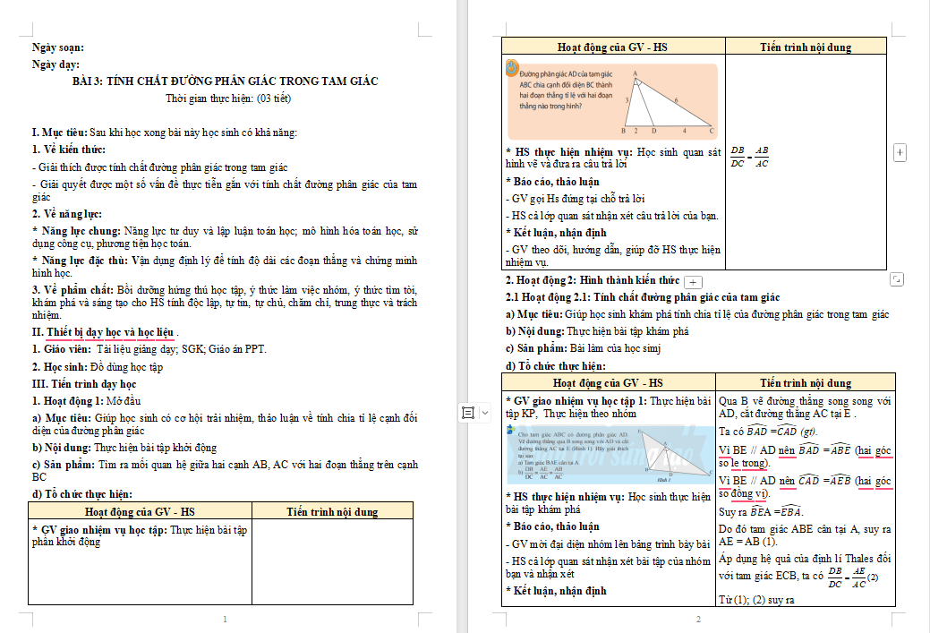PowerPoint Toán 8 Bài 3 Tính chất đường phân giác của tam giác