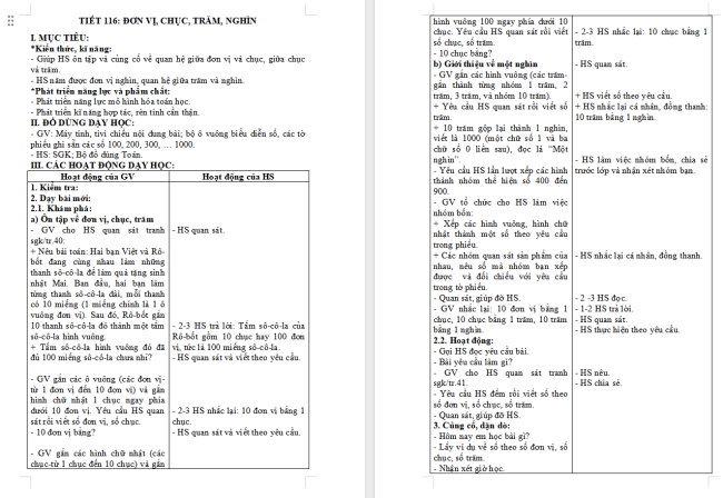 Giáo án Toán 2 Bài 48: Đơn vị, chục, trăm, nghìn