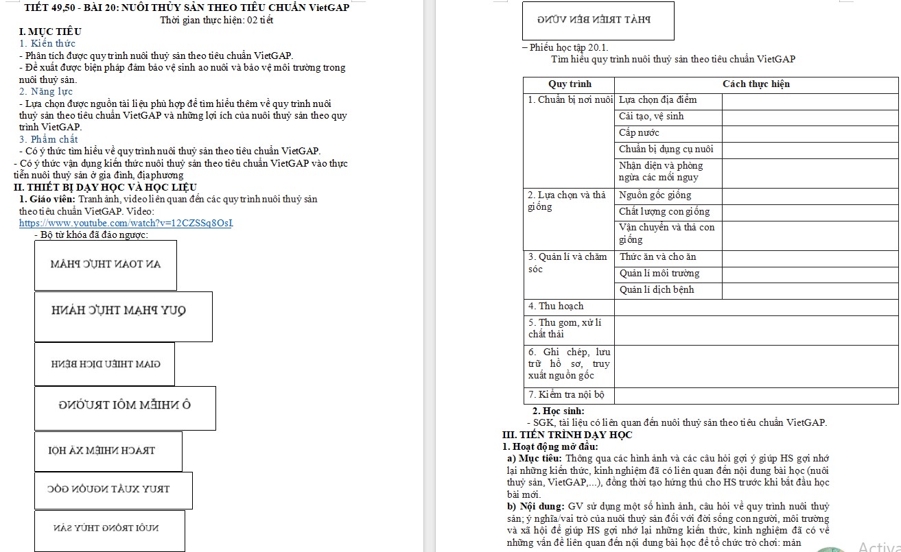 Kế hoạch bài dạy Công nghệ 12 KNTT Bài 20