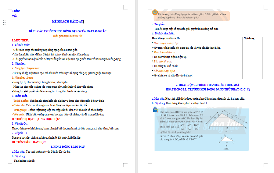 PowerPoint Toán 8 Bài 2 Các trường hợp đồng dạng của hai tam giác