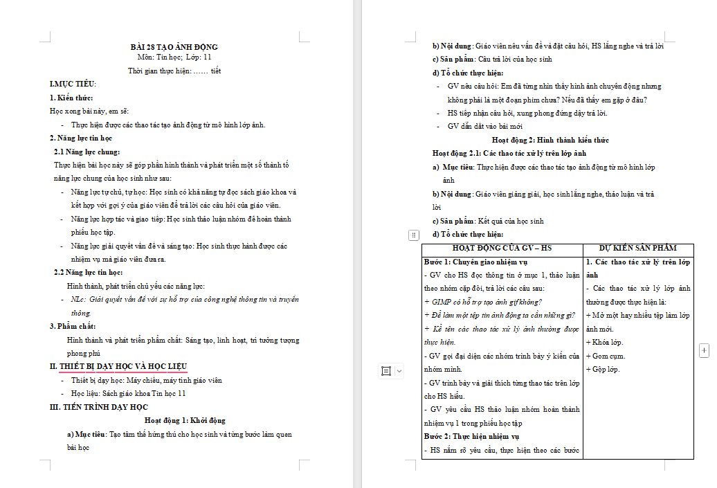 Tin học 11 Bài 28: Tạo ảnh động