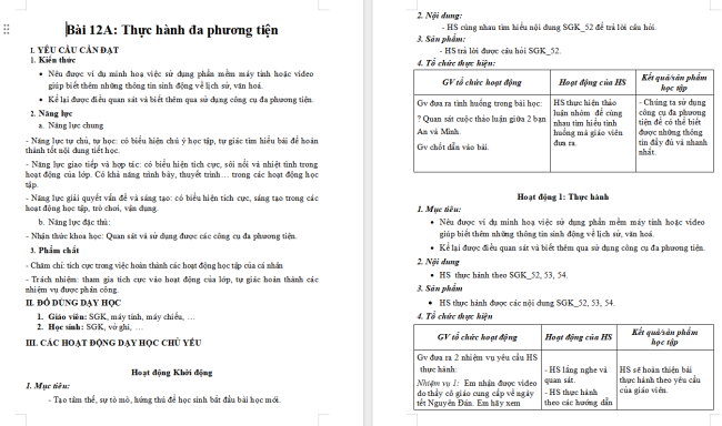 Giáo án Tin học 4 Bài 12A: Thực hành đa phương tiện