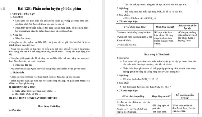 Giáo án Tin học 4 Bài 12B: Phần mềm luyện gõ bàn phím