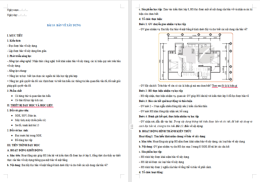 PowerPoint Công nghệ 10 Bài 15 Bản vẽ xây dựng
