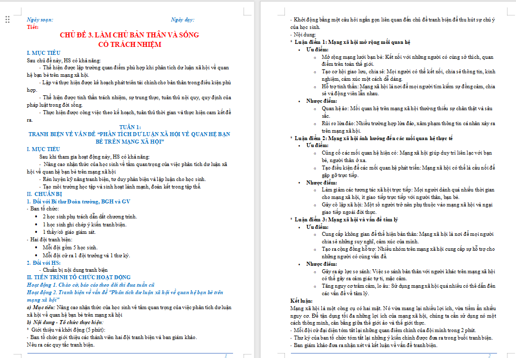 Làm chủ bản thân và sống có trách nhiệm